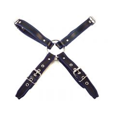 Leather Chest Harness - Black/Blue